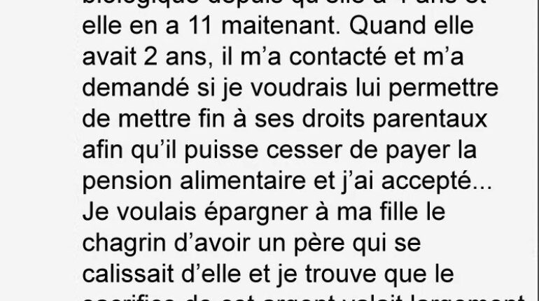 Sa fille n’a pas vu son père biologique depuis 7 ans..