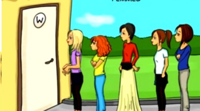 File d’attente de toilette: femmes vs hommes..