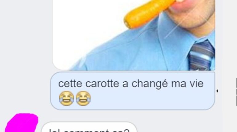 Un homme très heureux à cause de sa carotte