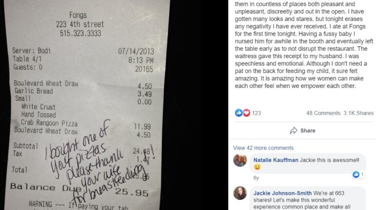 Cette serveuse a glissée un mot à un mari, sa femme découvre la terrible vérité allaité trois enfants Allaiter son bébé Encourager les autres mères J'ai payé une de vos pizzas Jackie allaiter son bébé Jackie encourage les femmes Jackie et Tom Jackie Johnson-Smith la vie de Jackie Les soupçons malentendu maman mari nourrissait ses enfants relax réseaux sociaux santé santé famille santé femme santé France santé mentale santé nutrition santé relaxe santé sécurité troisième enfant