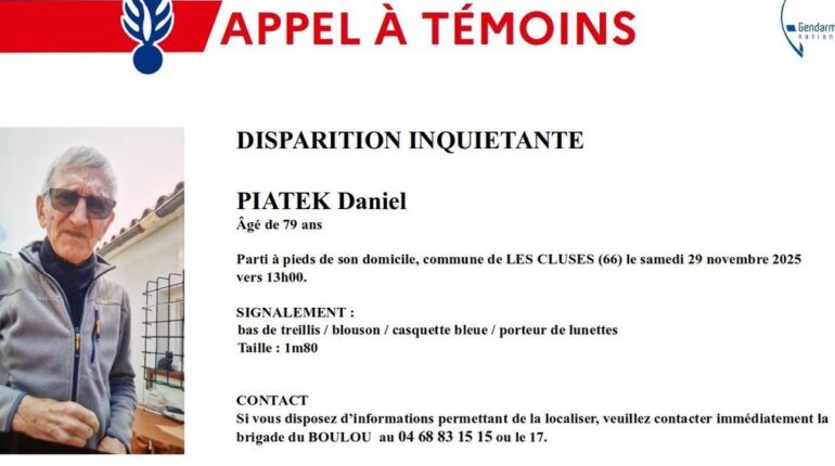 Disparu depuis samedi à 79 ans, Daniel n’est toujours pas rentré de sa marche : « Un drone thermique a été déployé… » Appel à témoins disparition Drone thermique Pyrénées-Orientales Recherche de personnes
