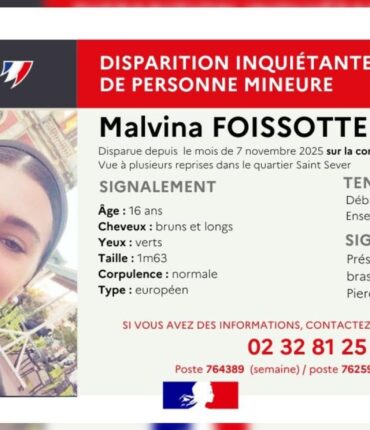 Disparition de Malvina : 6 jours sans nouvelle de l&rsquo;adolescente de 16 ans à Rouen