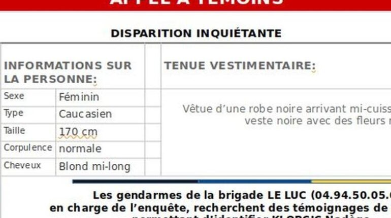 Nadège, 1m70, disparue après une panne : ce que révèle son téléphone éteint depuis 3 jours alimentation variee Appel à témoins disparition faits divers Recherche de personnes