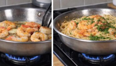 Accident du travail beurre Cauchemar en cuisine Crevettes Cuisine rapide Pâtes Recette facile