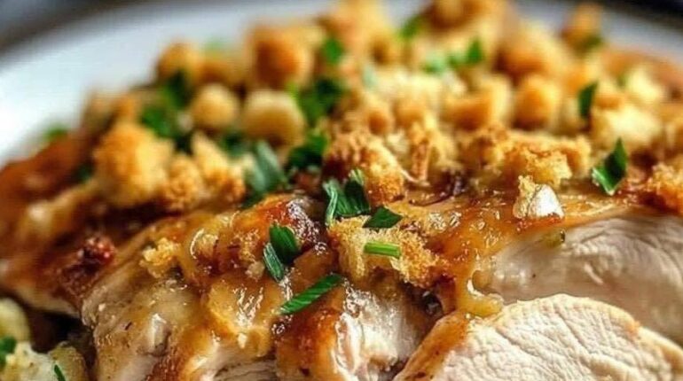 Poulet tendre et farce savoureuse en 4 ingrédients : la recette mijoteuse qui simplifie vos journées chargées Cuisine facile Cuisine rapide Farce Mijoteuse Poulet Recette facile