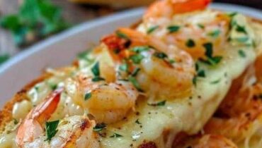 Crevettes fromage Grilled Cheese Pain à l'ail Recette beauté