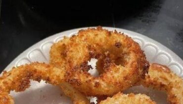 Accompagnement Air fryer Apéritif Croustillant Recette saine Rondelles d'oignon