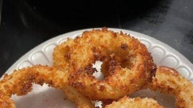 Accompagnement Air fryer Apéritif Croustillant Recette saine Rondelles d'oignon