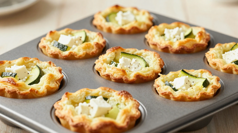 Apéritif Courgettes Feta Mini quiches Plat léger Recette facile Sans pâte