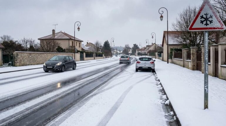 accusent la France Chutes de neige Hiver Météo Routes dangereuses Verglas Vigilance orange