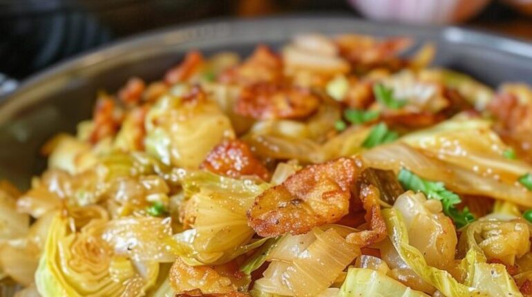 Bacon Chou sauté Cuisine rapide Plat gourmand Recette cétogène