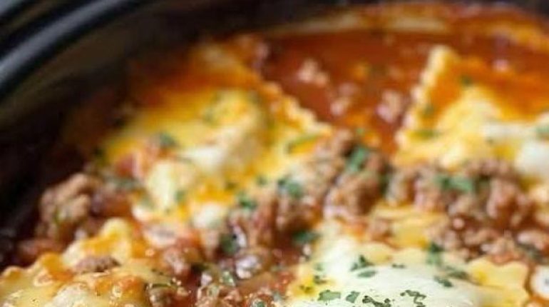 Crockpot Lasagnes Plat italien Raviolis Recette mijotée 