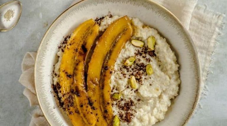 Banane Caramel Idée recette Millet Petit déjeuner Porridge 