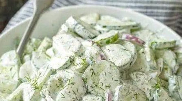 Aneth Concombre Oignon rouge Recette rapide Salade composée Yaourt grec 