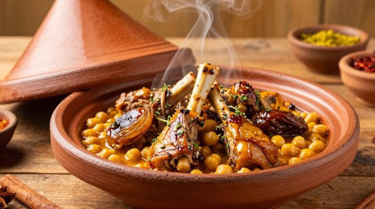 Agneau Cuisine Marocaine Mijotage Plat Sucré-Salé Pruneaux Tajine 