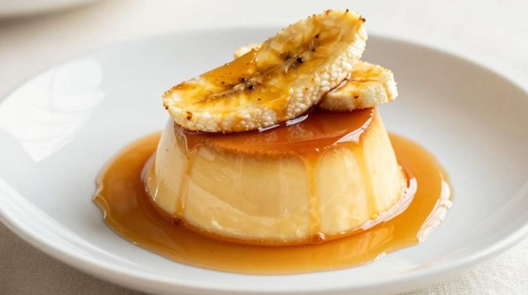 Bain-marie Banane Caramel Crème dessert Flan Idée recette 