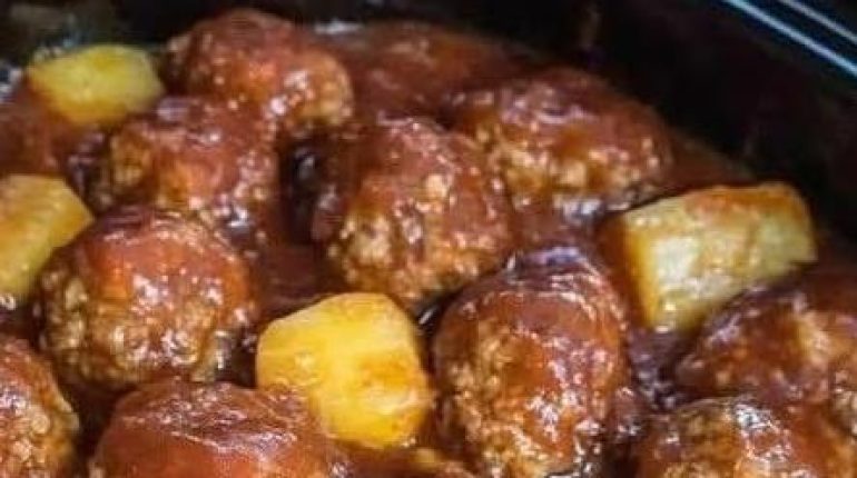 Ananas Barbecue Boulettes de viande Idée recette Mijoteuse Plat familial 