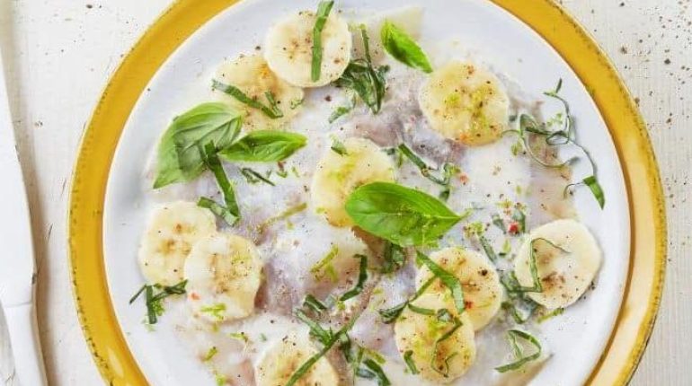 Banane Carpaccio Cuisine exotique Idée recette Lait de coco Poisson cru 