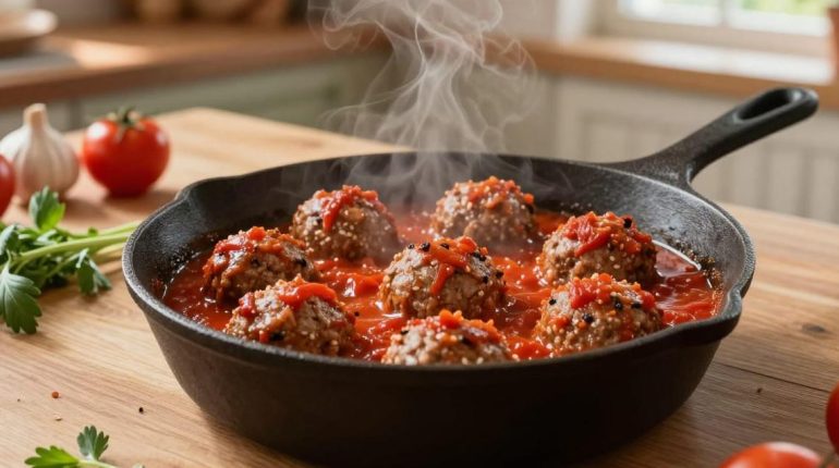 Boulettes de veau conservation des tomates Cuisine réconfortante Idée recette Pain rassis Plat familial 