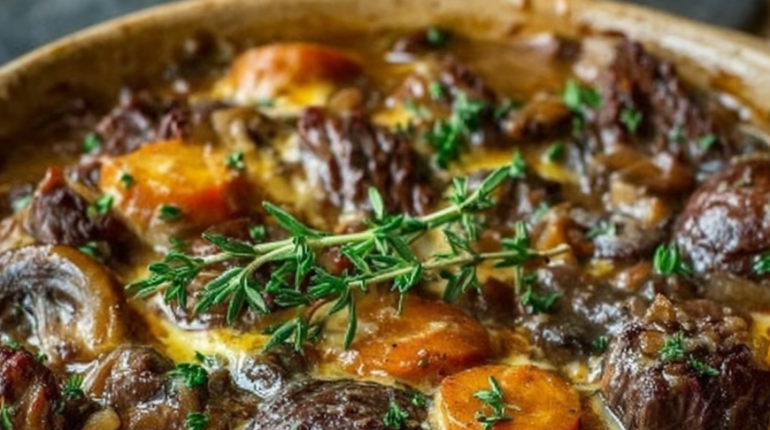 Bœuf mijoté Cuisine française Idée recette Joue de bœuf Plat traditionnel Viande fondante 