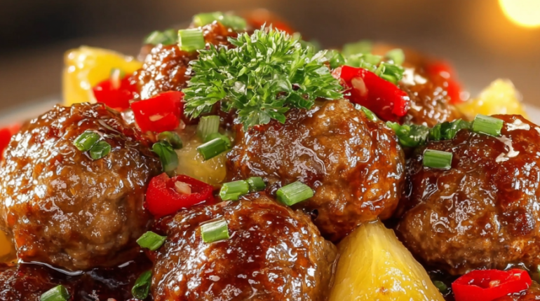 Boulettes de viande Crockpot Cuisine facile Cuisson lente Plat convivial Recette hawaïenne 