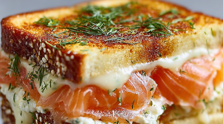 Boursin Croque-monsieur Cuisine facile Recette rapide Sandwich chaud Saumon fumé 