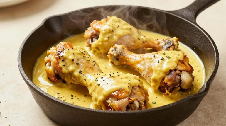 Ailes de poulet Choux à la crème Cuisine française Idée recette Moutarde Plat familial Repas économique 