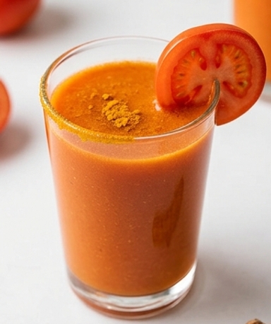 Boisson tomate, ail et curcuma