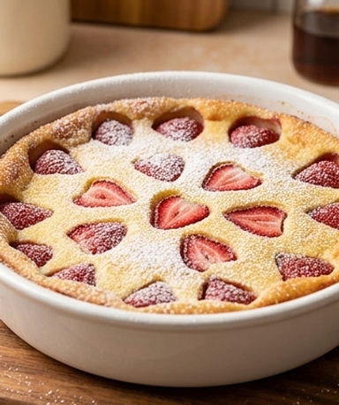 Clafoutis aux fraises sans sucre ajouté