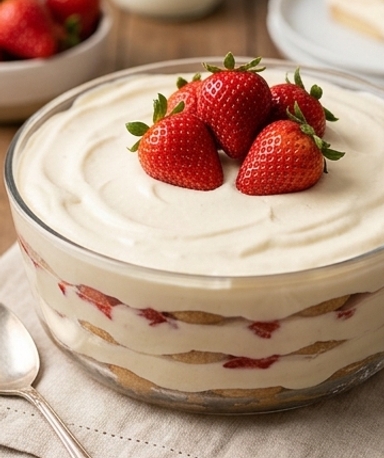 Dessert Crémeux en Couches aux Fraises