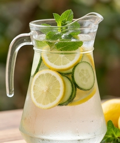 Eau infusée citron-concombre