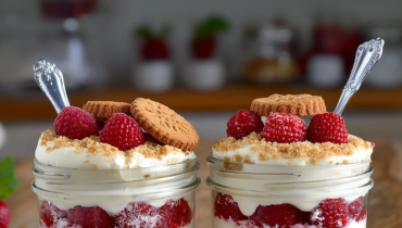 Crème dessert Framboises Idée recette Sans œuf Spéculoos Tiramisu 