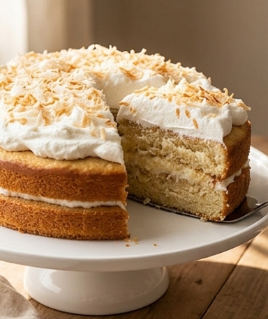 Gâteau fondant à la noix de coco et son sirop de lait concentré