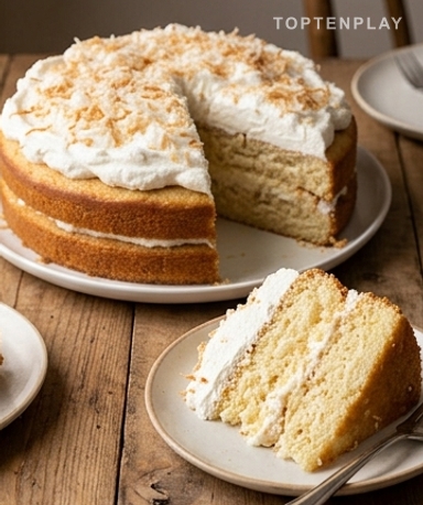 Gâteau fondant à la noix de coco et son sirop de lait concentré
