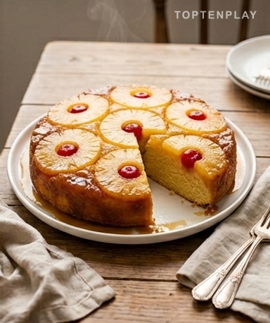 Gâteau renversé à l'ananas : le caramel doré qui fait l'effet waouh au démoulage
