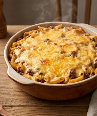 Gratin de Pâtes au Bœuf et Fromage Fondant