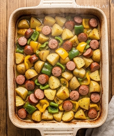 Gratin de Saucisse Fumée et Pommes de Terre au Four
