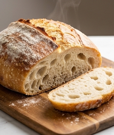 Pain Artisanal sans Pétrissage au Romarin et à l'Ail