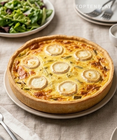 Quiche poireaux-chèvre : fondante, dorée et prête en 55 minutes