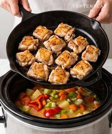 Faites dorer le poulet — ne sautez pas cette étape