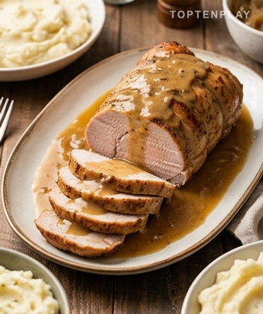 Rôti de dinde fondant à la soupe à l'oignon — si tendre qu'on le coupe à la cuillère