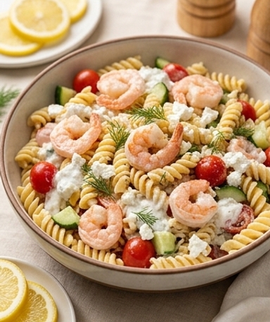 Salade de Pâtes aux Crevettes et Citron