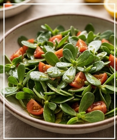 Salade de pourpier fraîche citron-olive