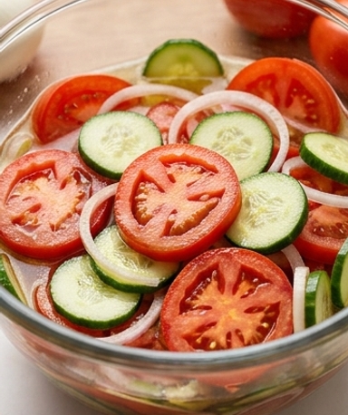 Salade Marinée Concombre, Tomate et Oignon