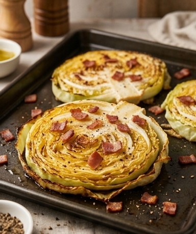 Steaks de chou rôti croustillants au bacon de dinde