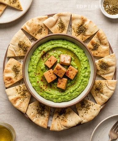 Tartinade printanière aux fèves, petits pois et foie gras de canard