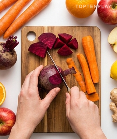 Der Karotte-Orangen-Saft: Der, den man mit geschlossenen Augen macht