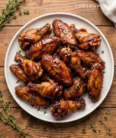 Ailes de poulet croustillantes au glaçage caramélisé et collant