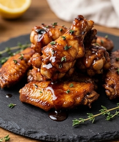 Ailes de poulet croustillantes au glaçage caramélisé et collant