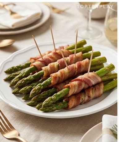 Gerösteter Spargel im Putenspeckmantel